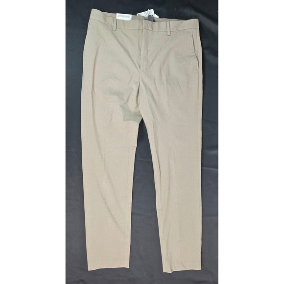 H&M Slim Fit 4 Way Stretch Mens Dress Pants Khaki Tan Size 38x32 NEW - Picture 2 of 11